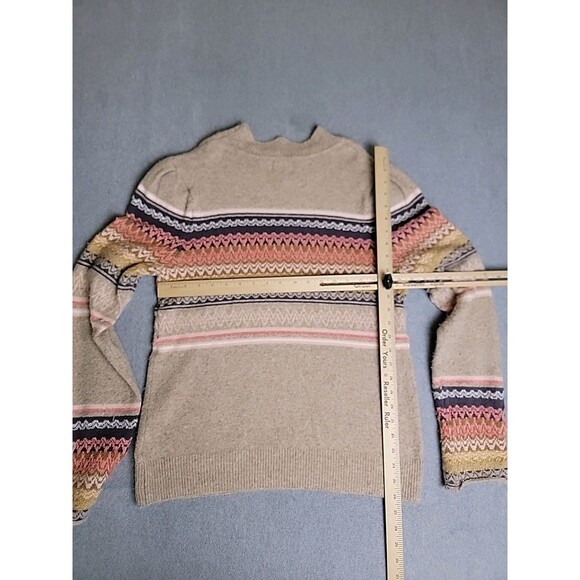 Anthropologie Ett Twa Sweater Womens L Beige Oatmeal Fair Isle Metalic Knit Geo - Picture 11 of 16